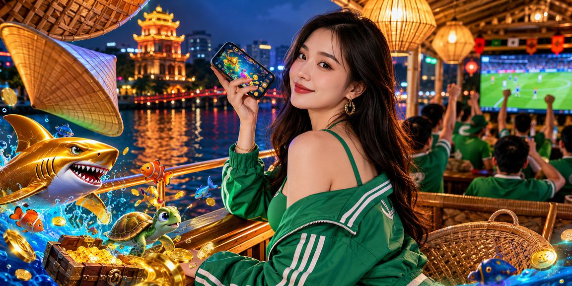 Người dùng tại Hà Nội đội nón lá dùng điện thoại tham gia casino trực tuyến và xem ưu đãi khuyến mãi